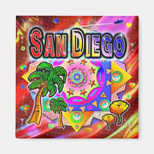 San Diego Tropische Vrienden Magnet (Voorkant)