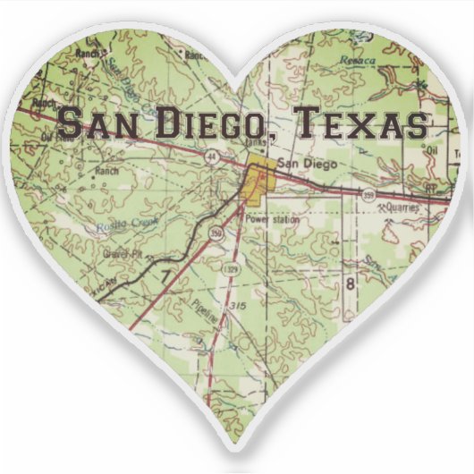 San Diego TX  Kaart Sticker (Voorkant)