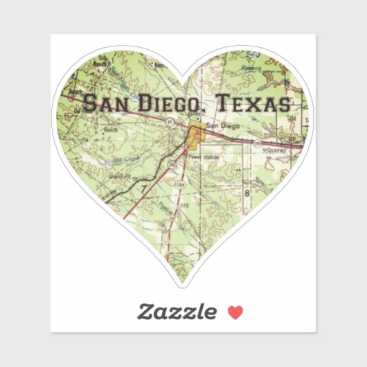 San Diego TX  Kaart Sticker (Vel)