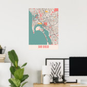 San Diego - United States Chalk City Map Poster (Thuiskantoor)