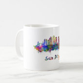 San Diego V2 skyline in watercolor Koffiemok (Voorkant links)