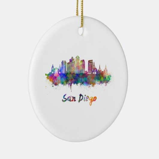 San Diego V2 skyline in waterverf Keramisch Ornament (Rechts)