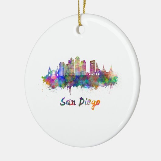 San Diego V2 skyline in waterverf Keramisch Ornament (Links)