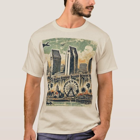 San Diego verontruste grunge reizen T-shirt (Voorkant)