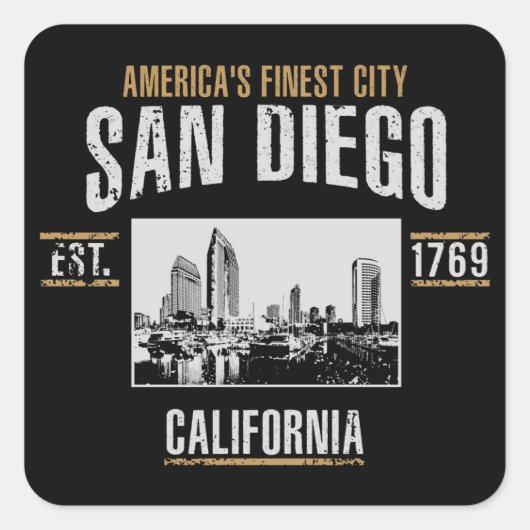 San Diego Vierkante Sticker (Voorkant)