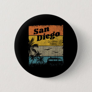 San Diego Vintage Californië Strand Surfen Retro S Ronde Button 5,7 Cm
