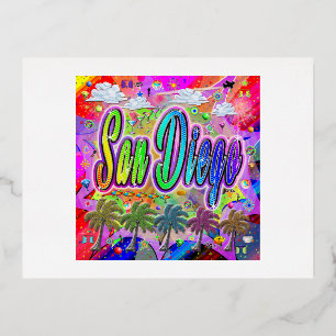 San Diego Vista Express Ansichtkaart Folie Feestdagen Briefkaart