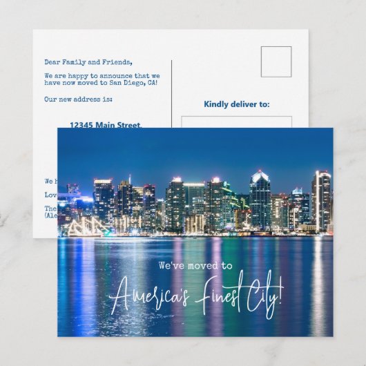 San Diego We hebben verhuisde aankondiging Briefkaart (Voorkant / Achterkant)