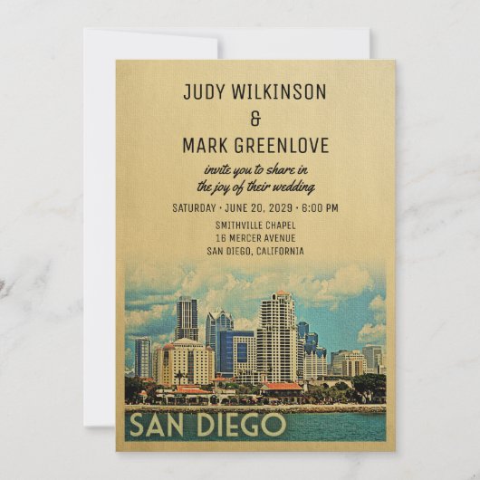 San Diego Wedding Invitation  Middeleeuwen Kaart (Voorkant)
