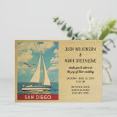 San Diego Wedding Invitation Sailboat Kaart (Staand voorkant)
