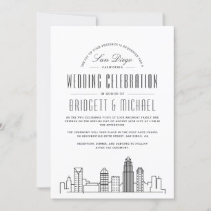 San Diego Wedding   Moderne Deco City Skyline Kaart