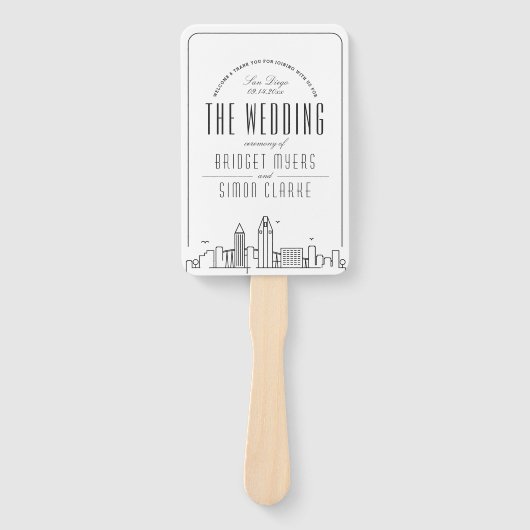 San Diego Wedding | Trouwprogramma Hand Fan Handwaaier (Voorkant)