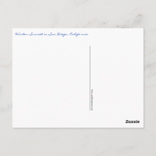 San Diego Winter Sunset Briefkaart (Achterkant)