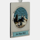 San Diego Zee Lions Verzilverd Banner Ornament (Rechts)