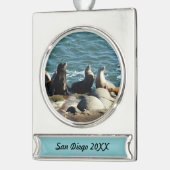 San Diego Zee Lions Verzilverd Banner Ornament (Links)