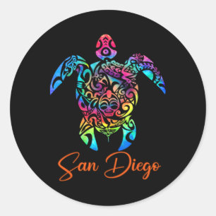 San Diego Zee Schildpad Familie Vakantie Zomer 202 Ronde Sticker