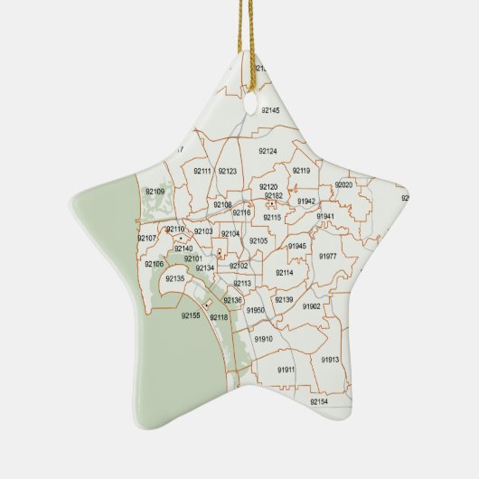 San Diego Zip-codekaart Keramisch Ornament (Rechts)