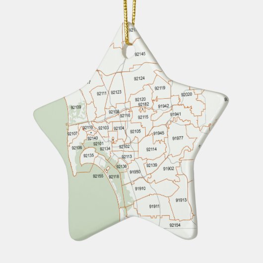 San Diego Zip-codekaart Keramisch Ornament (Links)