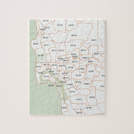 San Diego Zip-codekaart Legpuzzel (Verticaal)
