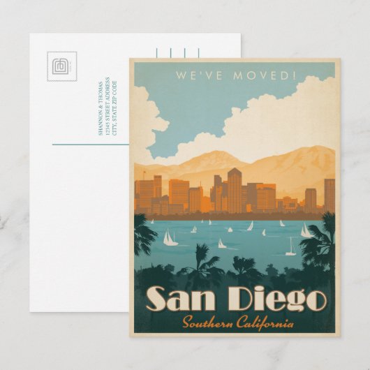 San Diego, Zuid Californië | We zijn verhuisd Uitnodiging Briefkaart (Voorkant / Achterkant)