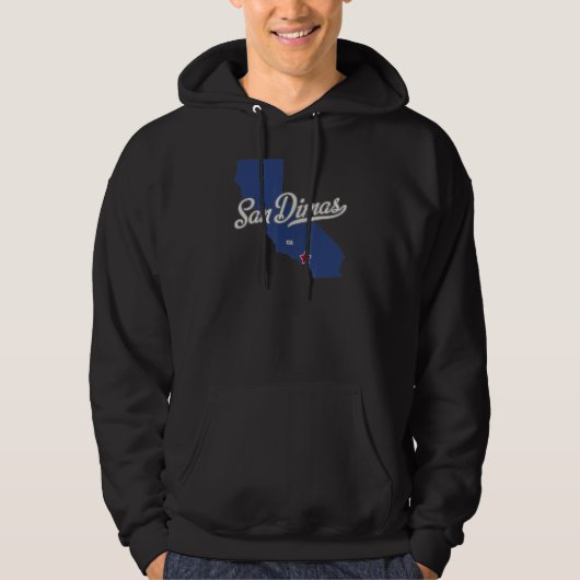San Dimas California CA Map Hoodie (Voorkant)