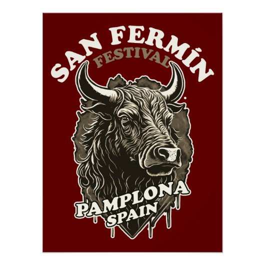 San Fermin Festival - Running of the Bulls Perfect Poster (Voorkant)