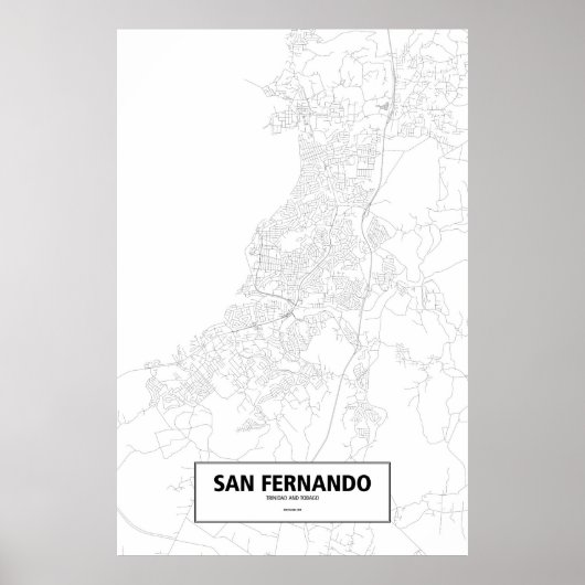 San Fernando, Trinidad en Tobago (zwart op wit) Poster (Voorkant)