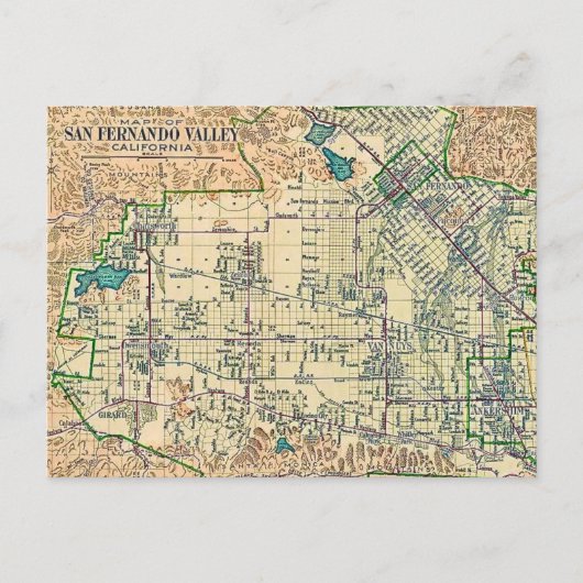 San Fernando Valley Kaart Ansichtkaart (Voorkant)