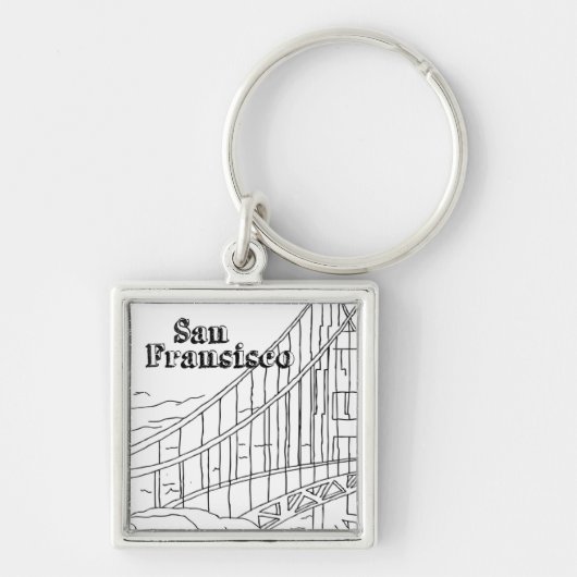 San Fran Golden Gate Bridge California Art Design Sleutelhanger (Voorkant)