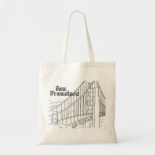 San Fran Golden Gate Bridge California Art Design Tote Bag (Voorkant)