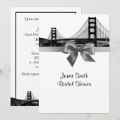 San Fran Silhouette Gegraveerd BW Grijs Bruiloftsu Kaart (Voorkant / Achterkant)