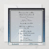 San Fran Skyline Etched Blue Star Rehearsal Dinner Kaart (Achterkant)