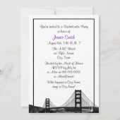 San Fran Skyline Etched BW Paars Bachelorette Kaart (Achterkant)