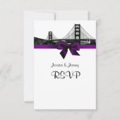 San Fran Skyline Etched BW Paars RSVP Menu (Voorkant)