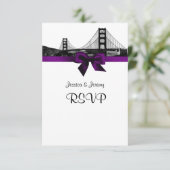 San Fran Skyline Etched BW Paars RSVP Menu (Staand voorkant)