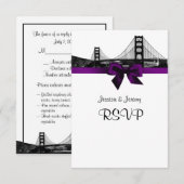 San Fran Skyline Etched BW Paars RSVP Menu (Voorkant / Achterkant)