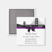 San Fran Skyline Etched BW Paars Save the Date Magneet (Voorkant / Achterkant)
