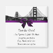 San Fran Skyline Etched BW Paars Save the Date Magneet (Voorkant)