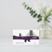 San Fran Skyline Etched BW Paarse Place Cards #2 Plaatskaartje (Staand voorkant)