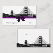 San Fran Skyline Etched BW Paarse Place Cards #2 Plaatskaartje (Voorkant / Achterkant)