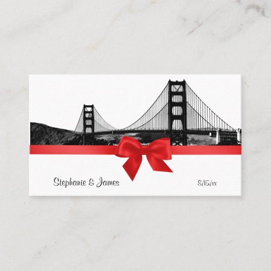 San Fran Skyline Etched BW Red Place Cards #2 Plaatskaartje (Voorkant)