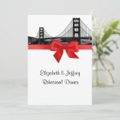 San Fran Skyline Etched BW Red Rehearsal Dinner Kaart (Staand voorkant)