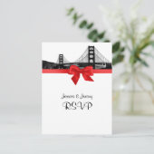 San Fran Skyline Etched BW Red RSVP 1 Uitnodiging Briefkaart (Staand voorkant)