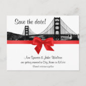 San Fran Skyline Etched BW Red Save the Date Aankondigingskaart (Voorkant)