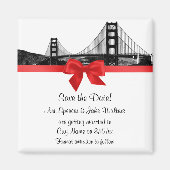 San Fran Skyline Etched BW Red Save the Date Magneet (Voorkant)