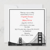 San Fran Skyline Etched BW Red SQ Rehearsal Dinner Kaart (Achterkant)