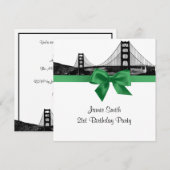 San Fran skyline geëtst BW donkere jade SQ verjaar Kaart (Voorkant / Achterkant)