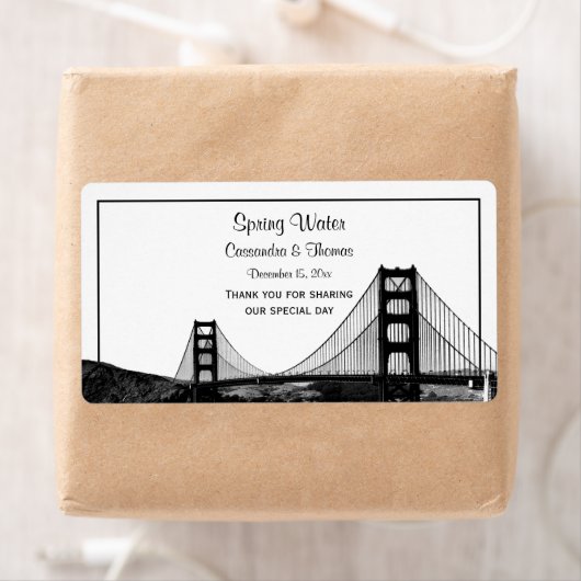 San Fran skyline geëtst BW H waterfles Etiket (Insitu)