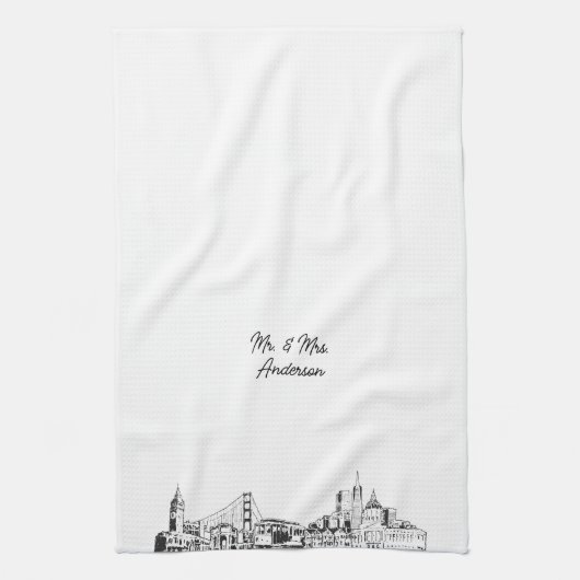 San Francisco Aangepaste Naam Theehanddoek Gift Theedoek (Verticaal)