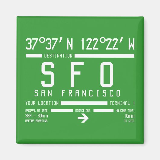 San Francisco Airport Code Magneet (Voorkant)